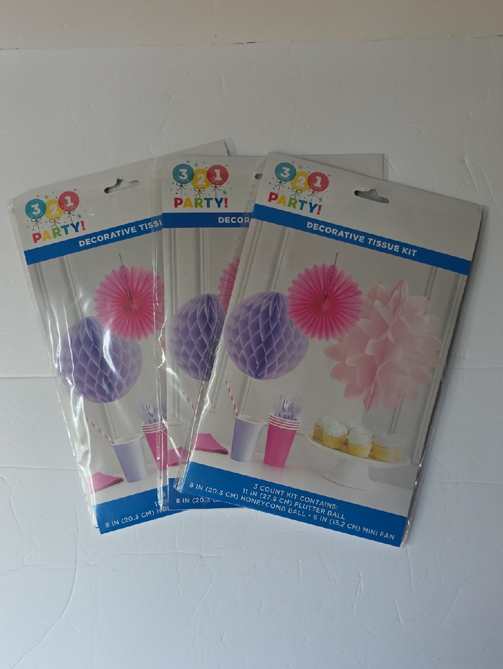Lavender, Hot Pink, & Light Pink  Paper Decorations, 9ct